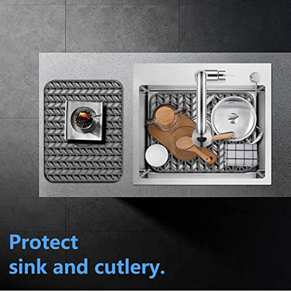Sink Protectors for Kitchen Sink16.2"x 12.5"Center Silicone Sink Mat | Various sizes and styles,Protector for sinks and dish,Withstand to 500F,Food-grade silicone.Non-slip and raised feet - size: 16.4"x12.5"
