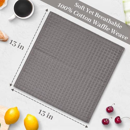 Cleanbear Gray Waffle Wash Cloths 6 Pack Quick Dry for Bathroom Travel | 100% Cotton 13x13 Inches Soft Absorbent Washcloths for Face Body Guest Bathroom Gym Bag Modern Life - color: Gray