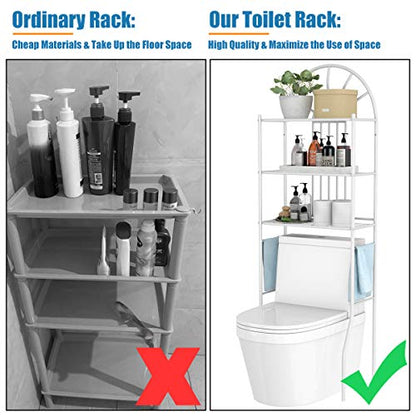 Tangkula Bathroom Space Saver, 3-Tier Over the Toilet Storage Rack, Bathroom Organizer with Metal Frame Shelf for Home Bathroom Laundry, 23 x 13 x 68 Inches, White