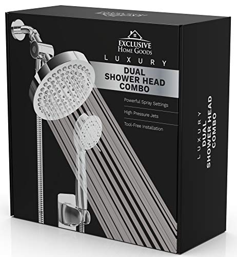 Shower Head With Handheld Combo, 6 Inch High Pressure Rainfall Showerhead With Hand Held 70 Inch Hose for Bath - Adjustable Swivel Shower Head Spray Anti-leak Nozzles - Universal Fit - size: 2.5 GPM