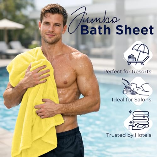 DAN RIVER Pack of 1 Oversized Bath Sheet, 40 x 80 Inches, Yellow | 100% Cotton Jumbo Bath Towel with Extra Large Coverage, Lightweight Feel, Super Soft & Quick Dry - color: Yellow, size: 40x80" Oversized Bath Sheet