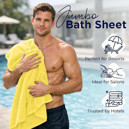 DAN RIVER Pack of 1 Oversized Bath Sheet, 40 x 80 Inches, Yellow | 100% Cotton Jumbo Bath Towel with Extra Large Coverage, Lightweight Feel, Super Soft & Quick Dry - color: Yellow, size: 40x80" Oversized Bath Sheet