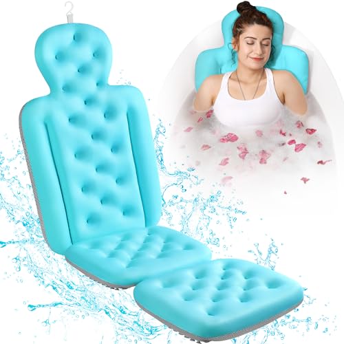 Full Body Bath Pillow for Bathtub, Thick Bathtub Cushion, Luxury Tub Pillow for Bath for Headrest Neck and Back Support Ocean Blue 51" x 16" - color: Ocean Blue, size: 51" X 16"