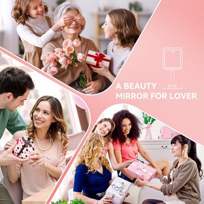 Auxmir 30X Magnifying Travel Makeup Mirror, 2000mAh Rechargeable Mirror | 3 light colors with 64 LEDs, touch dimming, compact portable foldable, adjustable height & angle, travel, 30X magnification