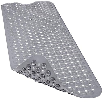 Bathtub and Shower Mats, 40x16 Inch Extra Large Non Slip Soft Bath Tub Mat with Suction Cups and Drain Holes for Bathroom Floor and Keep Tubs Clean, Machine Washable, Gray - color: Gray