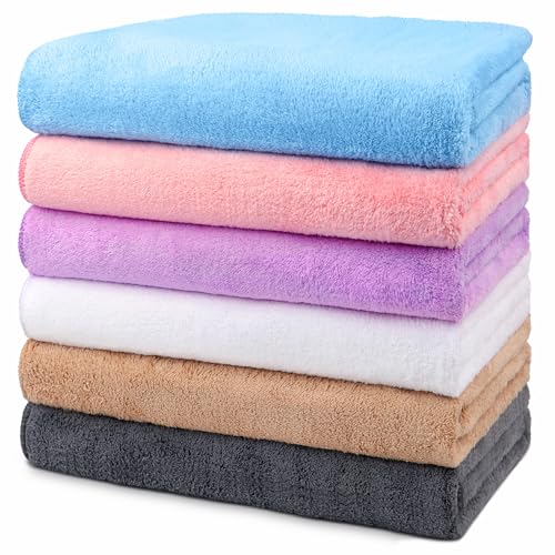 Orighty Bath Towels, Soft Feel Bath Towel, 6 Pack (24'' x 48'') | Highly Absorbent, Quick Drying Microfiber Towels for Body, Sport, Yoga, SPA, Fitness, Bathroom, Multi-Color - color: Multi-colors, size: 6 Pack Bath Towels