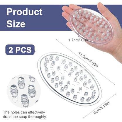 2 Pcs Plastic Soap Holder, Soap Dish Bar Saver Tray with Holes | Self-Draining, Soaps Dish Sponge Tray, for Kitchen Bathroom Shower Counter, Clear
