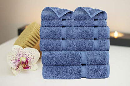 FTB Classic Turkish Luxury Hotel & Spa Bath Towel Set 10 Piece Towels (Wedgewood)