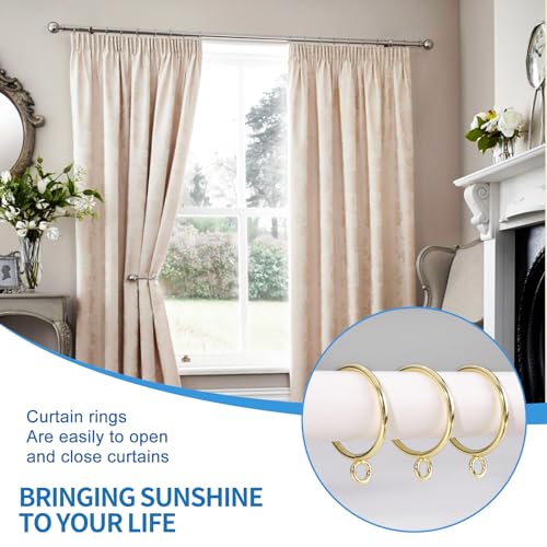 44 Pack Curtain Rings with Eyelets, Metal Drapery Ring for Pinch Pleat Curtains, Drape Ring 1.5 Inch I D, Fits Up to 1.2 in Rod (Gold) - color: Gold