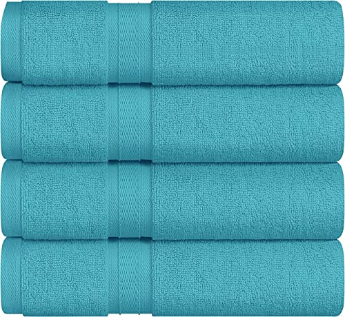 Towel and Linen Mart 4 Pieces Bath Towel Sets - Teal - 2 ply Low Twist Luxurious,Quick Dry, Extra Absorbent, 100% Ring Spun Cotton 600 GSM (27 x 54, Pack of 4) - color: Teal