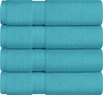 Towel and Linen Mart 4 Pieces Bath Towel Sets - Teal - 2 ply Low Twist Luxurious,Quick Dry, Extra Absorbent, 100% Ring Spun Cotton 600 GSM (27 x 54, Pack of 4) - color: Teal