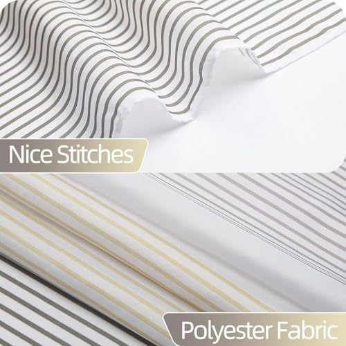 Boho Beige Brown Striped Stall RV Shower Curtain 48" Wx72 L | White Gray Bohemian Geometric, Polyester Waterproof, Machine Washable, Bathroom Small Curtain, Easy to Install with 8 Hooks - color: Beige, size: 48"W x 72"L (Pack of 1)