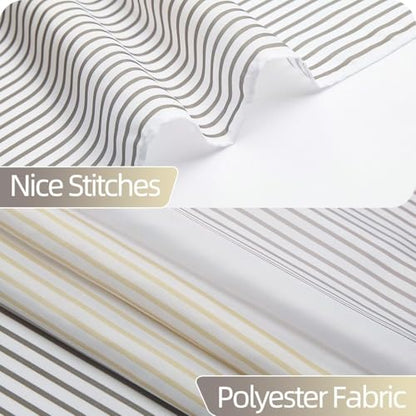 Boho Beige Brown Striped Stall RV Shower Curtain 48" Wx72 L | White Gray Bohemian Geometric, Polyester Waterproof, Machine Washable, Bathroom Small Curtain, Easy to Install with 8 Hooks - color: Beige, size: 48"W x 72"L (Pack of 1)