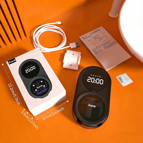 iHave UV Toothbrush Sanitizer Holder 2 Slots Wall Mounted Wave Sensor Auto - color: Black