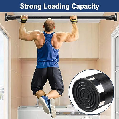 Shower Curtain Rod With Holders, 42 to 100 inch Tension Shower Curtain Rod No Drilling Adjustable Black Shower Rods - size: 40-100"