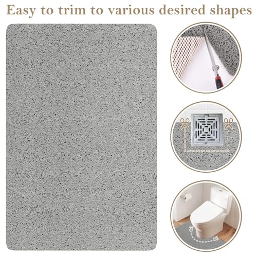 SoftDuo Shower Mat Bathtub Mat Non-Slip Soft Tub Mat | 24x16 inch,PVC Loofah Bath Mat with Drain for Tub and Bathroom,Quick Drying,Grey - color: Grey, size: 24" x 16" (Rectangular)