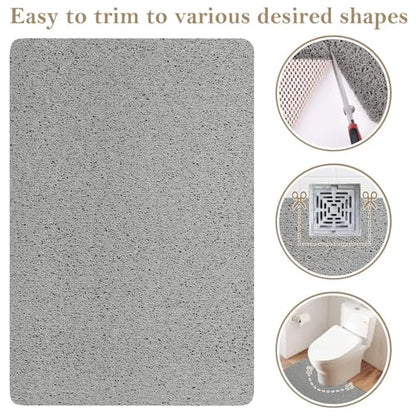 SoftDuo Shower Mat Bathtub Mat Non-Slip Soft Tub Mat | 24x16 inch,PVC Loofah Bath Mat with Drain for Tub and Bathroom,Quick Drying,Grey - color: Grey, size: 24" x 16" (Rectangular)
