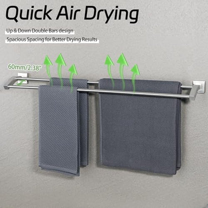 Alise Double Towel Bar, 32" Towel Rack for Bathroom Wall, Brushed Nickel | SUS304 Stainless Steel Bathroom Towel Holder, Quick Drying Towel Hanger Towel Rod, Useable Length 30.8" - color: Brushed Nickel, size: 32-Inch(Joining Process)
