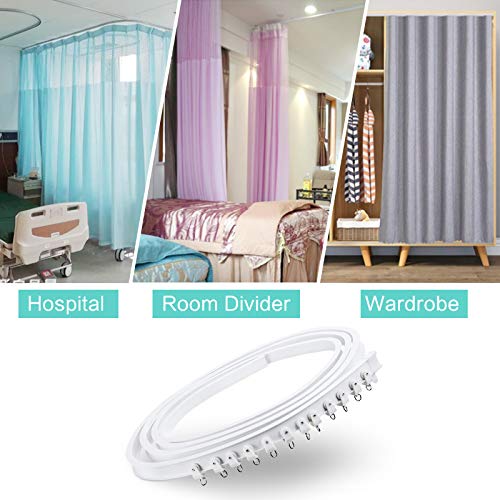 Ceiling Curtain Track Room Divider Curtain Track Ceiling Wall Mount Flexible Curved RV Bendable Track System with Clips Plastic Drop Sliding Curtain Track For Bay Window - color: White, size: 10Ft
