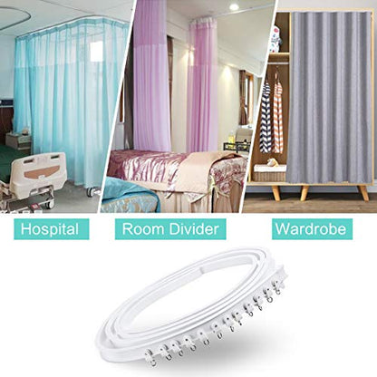 Ceiling Curtain Track Room Divider Curtain Track Ceiling Wall Mount Flexible Curved RV Bendable Track System with Clips Plastic Drop Sliding Curtain Track For Bay Window - color: White, size: 10Ft