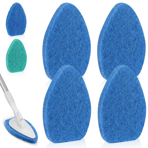 Baderke 4 Pcs Tub Tile Scrubber Cleaning Brush Pads (Without Handle) Compatible with Qaestfy Non-Scratch Scouring Pads Scrub Brush for Shower Bathroom Buildup Toilet Wall Floor (Blue) - color: Blue