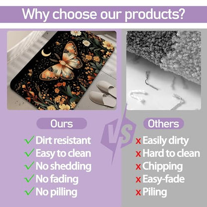 Moth Bath Mat, Water Absorbent Quick Dry Thin Bathroom Floor Mat, Rug for Bathroom Kitchen 17"x30" - color: Moth