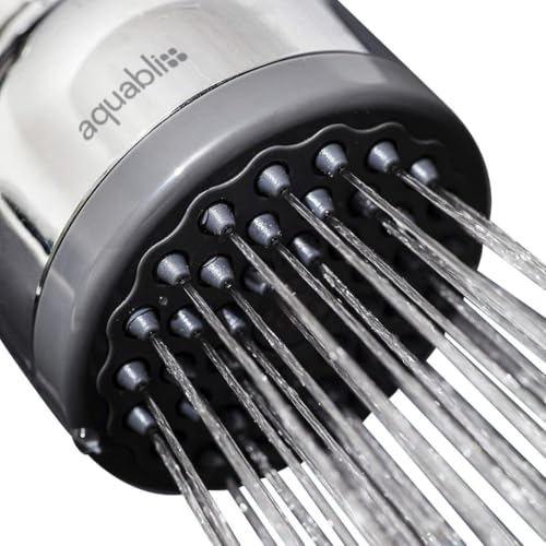 Aquabliss TurboSpa High-Pressure Shower Head - Chrome | 3-inch high-pressure shower head with 42-nozzle wide spray and flow restrictor. Twist-on install, no tools needed.