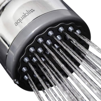 Aquabliss TurboSpa High-Pressure Shower Head - Chrome | 3-inch high-pressure shower head with 42-nozzle wide spray and flow restrictor. Twist-on install, no tools needed.
