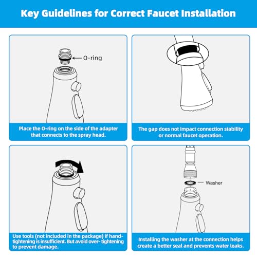 Hibbent Pull Down Kitchen Faucet Head Replacement, 3-Function NSF/ANSI/CAN 61 & CUPC Certified Sink Spray Nozzle, 15 Adapters, Compatible with Moen, Delta, Kohler Faucets, Chrome (Shiny Silver) - color: Chrome, style: Stay on sprayer without hold button