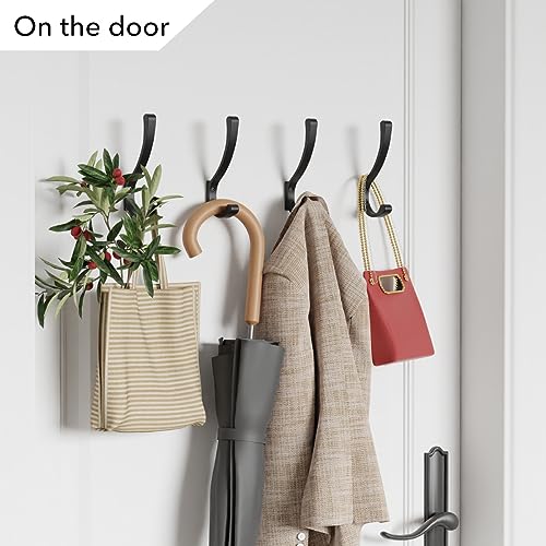 saffruff Wall Mount Coat Hooks, Heavy Duty Metal Hooks for Hanging Clothes, Backpack, Bag,Towel & Jacket, Strong 30 lbs Hold Closet Hanger, Black 4 Pack - size: 4 Pack