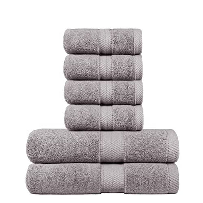 BY LORA 660 GSM Bath Towel Set of 6, 100% Ring-Spun Cotton Terry, 2 Bath Towels + 4 Hand Towels, Hotel Quality, Heavyweight Plush, Steel Gray - color: Steel Gray, size: 6-Piece Set