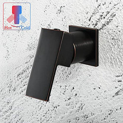 SKOWLL Wall Mount Bathroom Faucet, Single Handle Wall Mount Waterfall Faucet for Vessel Sink, Modern Tub Filler Rough-in Valve, Oil Rubbed Bronze - color: Oil Rubbed Bronze