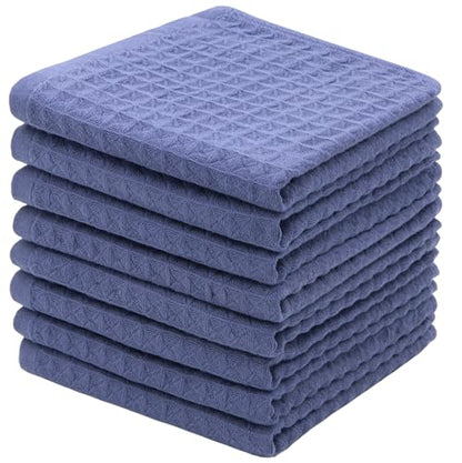 Washcloths Cotton Dish Cloths, 8 Pack,12”x12”,Blue Dish Rags | Soft Kitchen Washcloths Wash Rags, Double Deck Small Hand Towels For Kitchen, Absorbent Dish Cloths For Washing Dishes - color: Blue