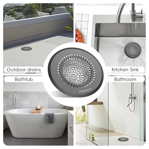 Shower Hair Drain Catcher, 4.4" Anti-Clog Bathtub Drain Cover, Dark Gray | Reversible Flip Clean, Fast Drainage, Anti-Slip Base, Rust-Proof, Fits Pop-Up & Regular Drains, 304 Stainless Steel, Patented - color: Dark Gray