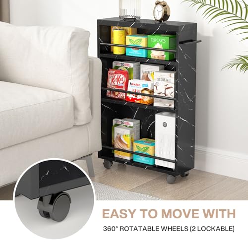 Tribesigns Slim Storage Cart, Rolling Narrow Kitchen Cart on Wheels for Small Place, 4-Tier Slide Out Slim Utility Cart Skinny Laundry Cart with Handle for Kitchen, Bathroom, Laundry (Contemporary) - style: Contemporary