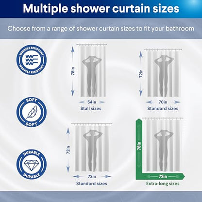 Clorox 2-in-1 Bathroom Shower Curtain Liner, Durable Fabric, Weighted Magnets for Bath Water Control, Washable Premium Quality, Extra Long, Modern - 72" x 78" White - color: White - Extra Long