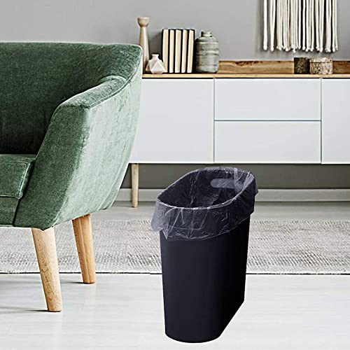 ROYFACC Small Trash Can Plastic Bathroom Wastebasket 3.2 Gallon Slim Garbage Container Bin with Handle for Home Kitchen Bathroom Bedroom Office, 2 Pack (Black) - color: Black