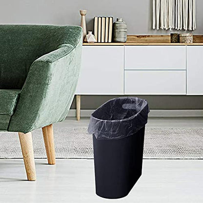 ROYFACC Small Trash Can Plastic Bathroom Wastebasket 3.2 Gallon Slim Garbage Container Bin with Handle for Home Kitchen Bathroom Bedroom Office, 2 Pack (Black) - color: Black
