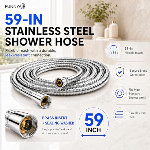 High Pressure Shower Head, Stick-on Low Mount Wall Bracket, Chrome | 5 Spray Modes, Water-Saving, 360° Adjustable Bracket, For Low Water Pressure Home, RV, Bathroom, Fix Firmly Kid-Friendly - color: Chrome
