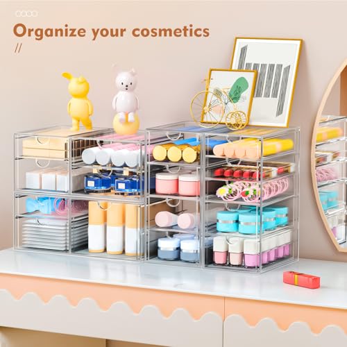 ARSTPEOE 30-Drawer Acrylic Storage & Makeup Organizer for Desk, Bath | Smooth-glide drawers, clear acrylic, stackable , dustproof, wipe-clean, for perler beads, rhinestones, googly eyes, lego bits - size: 30 Drawers