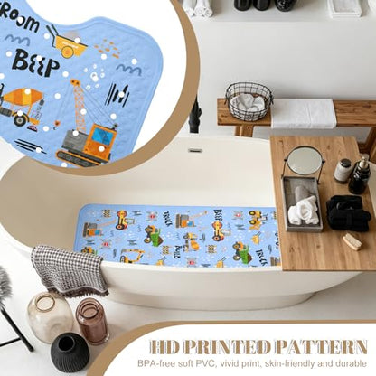 Truck Bathtub Mat Non Slip with Drain Holes and Suction Cups Bath Mat 40x16 Inch Tub Mats Shower Mats for Kids - color: Truck