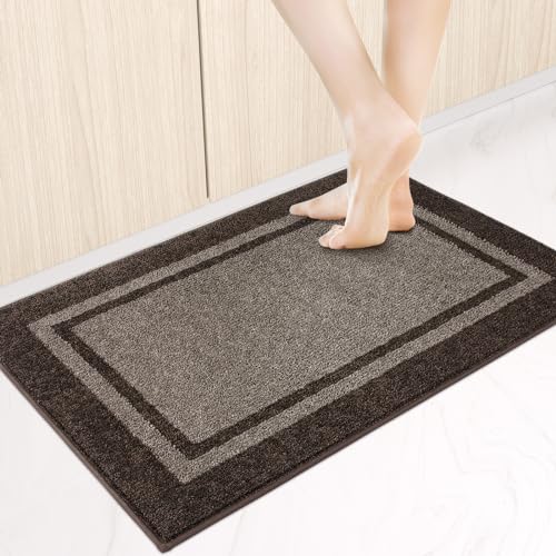 anllugs Kitchen Rugs 24" x 36", Non-Slip Machine Washable Kitchen Runner Rugs Floor Mats, Absorbent Comfort Standing Mats for Kitchen, Sink, Laundry and Hallway, Grayish Brown & Coffee - color: Grayish Brown & Coffee, size: 24" X 36"