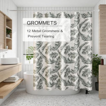 TIKABC Shower Curtain Liner, 4G PEVA Shower Liner, Plastic Waterproof Shower Curtains, 72x72 inch with Grommet Holes 3 Magnetic Weights - color: Big Feather