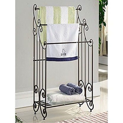 Kings Brand Furniture Pewter Metal Towel Racks for Bathroom with Shelf - 3 Long, Sturdy, Versatile & Modern Towel Rack with Storage Shelf Perfect for Laundry Room, Kitchen Area & Bathroom Towel Rack