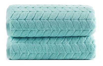 BAGNO MILANO Turkish Cotton Bath Towels, Hand Towels - Soft Plush Jacquard Collection - Highly Absorbent Towel Set (Aqua Green, 2 pcs Bath Towel Set) - color: Aqua Green, size: 2 pcs Bath Towel Set