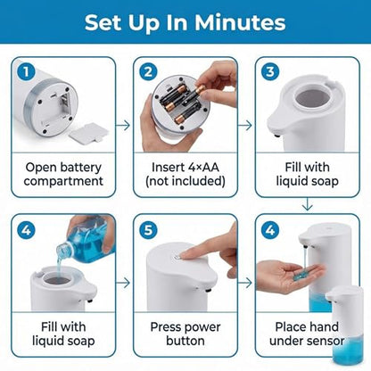 Zyler Touchless Dish Soap Dispenser 17oz/500ml – Automatic Soap Dispenser Touchless with 5 Adjustable Soap Levels, Refillable Liquid Dispenser for Kitchen Sink & Bathroom