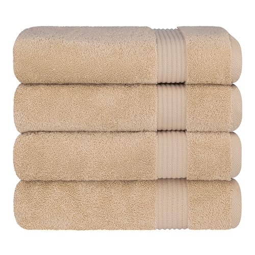 Cotton Paradise Turkish Towel Set, Soft Absorbent Quick Dry, 4 Piece Bath Towel Set, Beige - color: Beige, size: 27"x54"