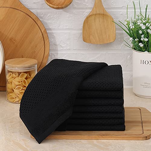 Homaxy 100% Cotton Dish Cloths, 8 Pack - 12 x 12 Inches, Black | Waffle Weave Super Soft and Absorbent Dish Towels Quick Drying Dishcloths, 12 x 12 Inches - color: Black, size: 12 X 12 - 8 Pack