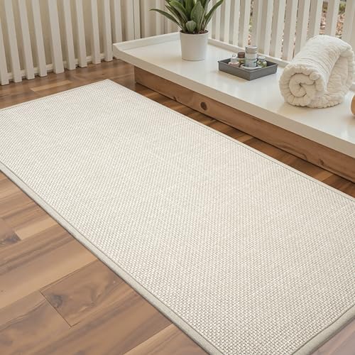 Large Bathroom Rugs Runner Non Slip Bath Mat 17" x 47", Quick Dry | Bath Mat Machine Washable Bathroom Rugs, Beige, Thin Bath Mat - color: Light Beige, size: Runner(17"x47")