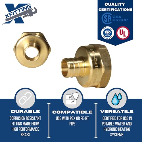 2 Pack XFITTING 3/4 inch Pex x 1 inch Female NPT Adapter Pex FNPT - size: 3/4" Pex x 1" Female